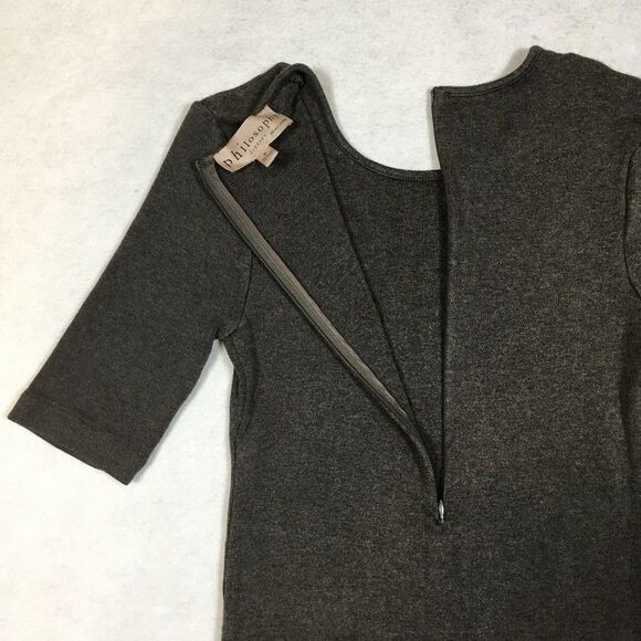 Philosophy Womens S Bodycon Mini Knit Dress Gray Rayon Half Sleeve Classic Party - Picture 6 of 12